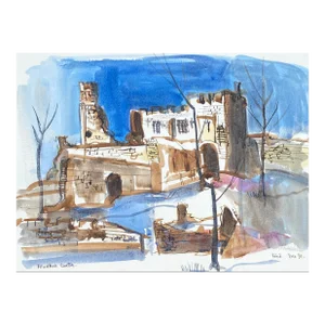 1991 Fred Atkinson Prudhoe Castle English Watercolor