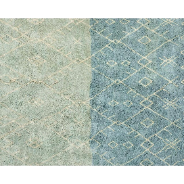 Teal Premium Hand-Knotted Moroccan Wool Rug | 11'0" X 7'4" | One of a Kind For Sale - Image 8 of 9