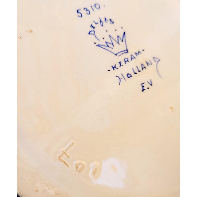Large Early 20th Century Antique Hand-Painted Delft Blue Pitcher, Holland For Sale - Image 5 of 18