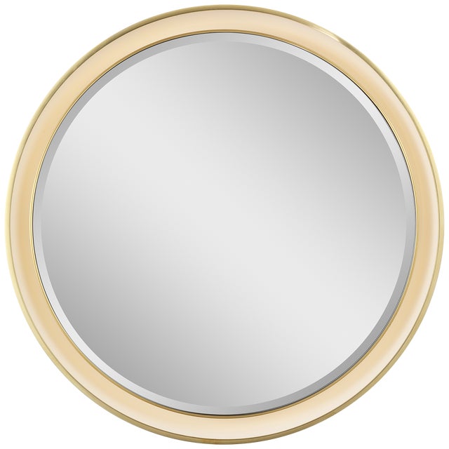 Thomas O'Brien for Visual Comfort Signature Tricia 24" Illuminated Round Mirror in Hand-Rubbed Antique Brass For Sale