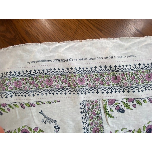 Quadrille Home Couture Kalamkari Border Fabric Lavender Green Navy - 6 Yards For Sale In Raleigh - Image 6 of 6