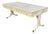 Faux Bamboo Blue and Creme Toile De Joy Chinoiserie Large Leather Top Executive Desk For Sale