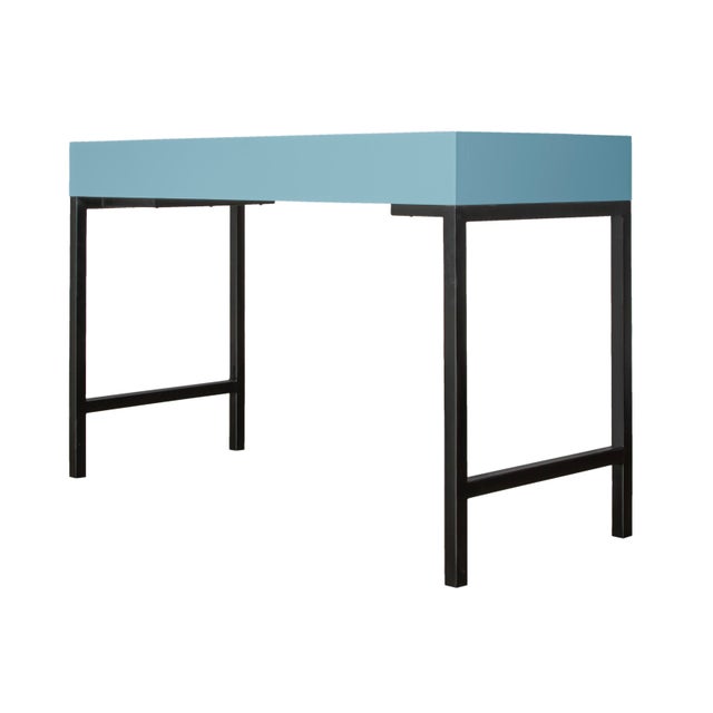 Maple Writing Desk - Pool Blue For Sale In West Palm - Image 6 of 8