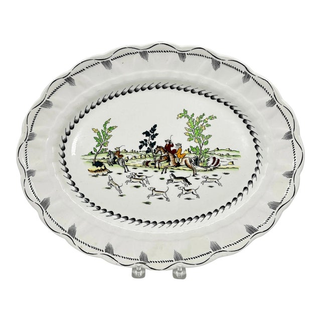 Antique Booth's "Liverpool Hunt" 16" Oval Serving Platter For Sale