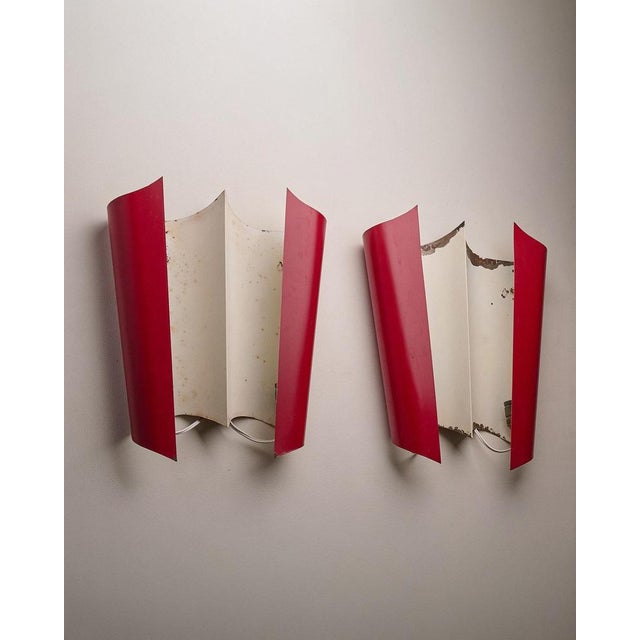 Red Metal Wall Sconce by Bruno Gatta for Stilnovo, 1950s For Sale - Image 11 of 16