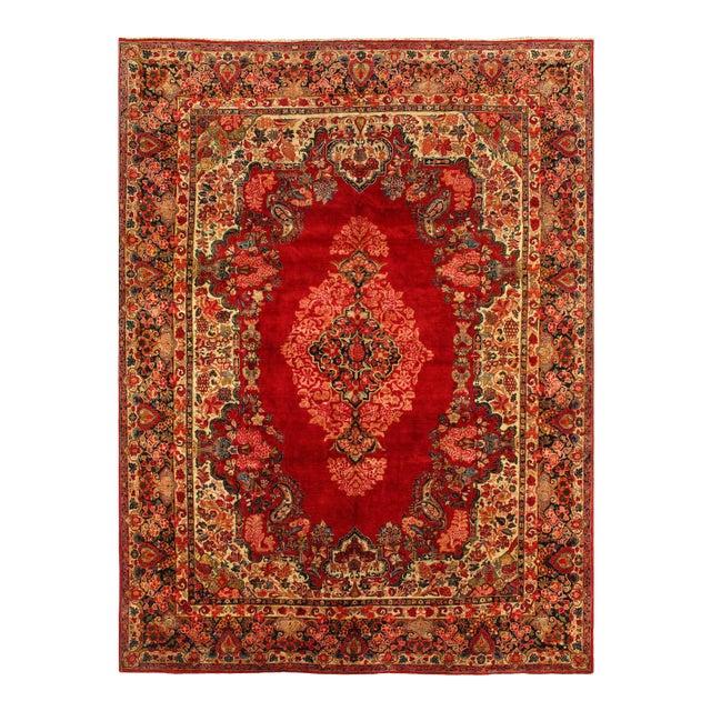 Red Antique Persian Sarouk 10' 3'' X 13'11'' For Sale
