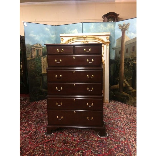 1990s Vintage Chest on Chest, Mahogany Tall Chest of Drawers, Lexington Furniture For Sale - Image 5 of 14