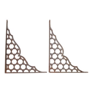 Pair of Antique Victorian Cast Iron Hexagon Shelf Brackets For Sale