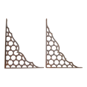 Pair of Antique Victorian Cast Iron Hexagon Shelf Brackets