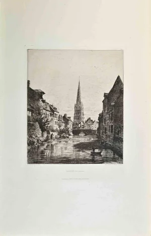 Alfred-Louis Brunet-Debaines, Harfleur, Etching, 1870s