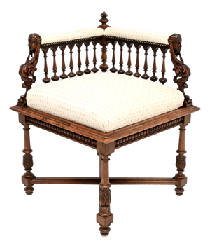 Antique Victorian Carved Walnut Corner Chair, 1860