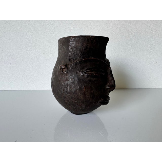 1920s Vintage Carved Wood African Face Vase/ Sold For Sale - Image 5 of 9