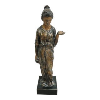 1980s Asian Inspired Pedestal Figural Woman sculpture For Sale