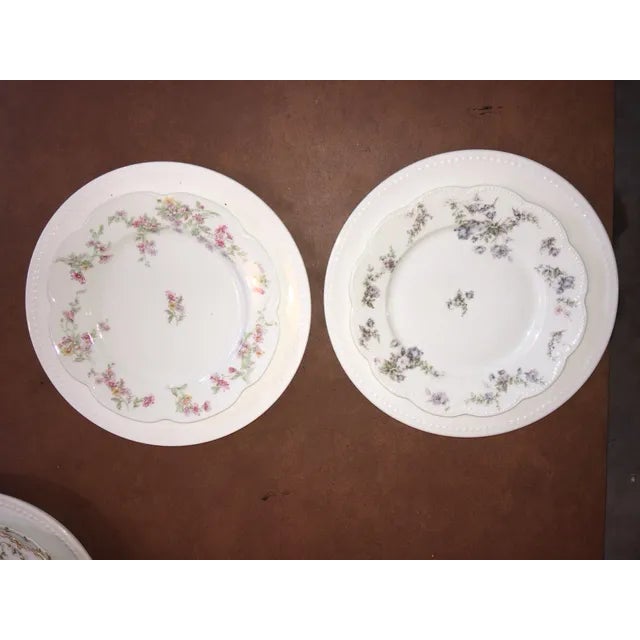 1900 - 1909 Limoges Floral China Mix & Match Plates on Chargers - 4 Piece Set For Sale - Image 5 of 10
