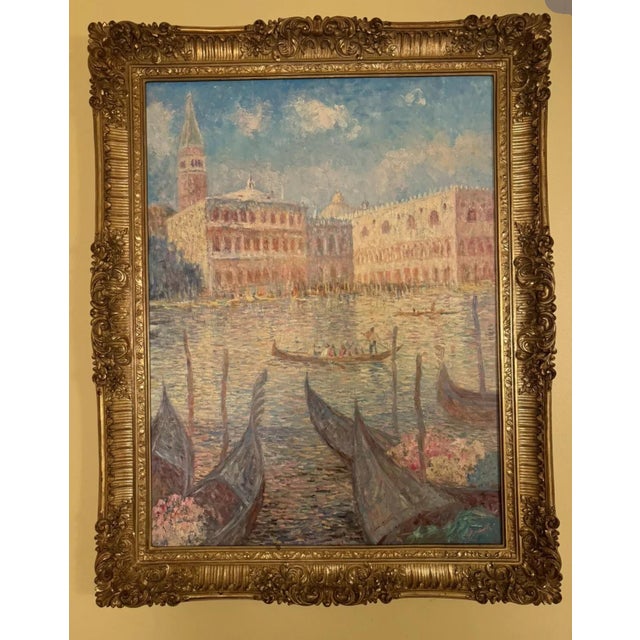 Textile Jason He, Impressions of Venice, Framed Seascape, Palette Oil on Canvas For Sale - Image 7 of 7