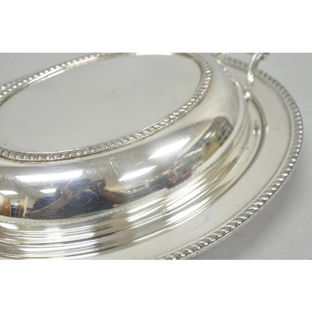 Metal Vintage Modern Silver MFG Co Silver Plated Twin Handle Vegetable Serving Dish For Sale - Image 7 of 14
