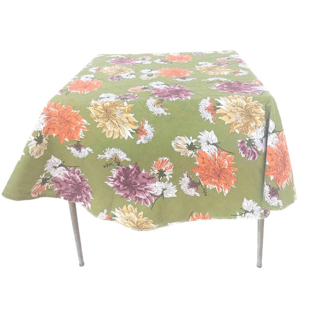 1970s 1970s Vintage Vera Neumann Chrysanthemum Round Tablecloth For Sale - Image 5 of 8