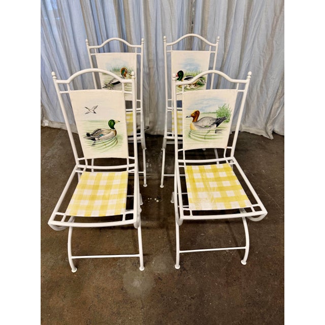 Rustic European Duck Hand Painted Chairs Set/4 For Sale - Image 3 of 12