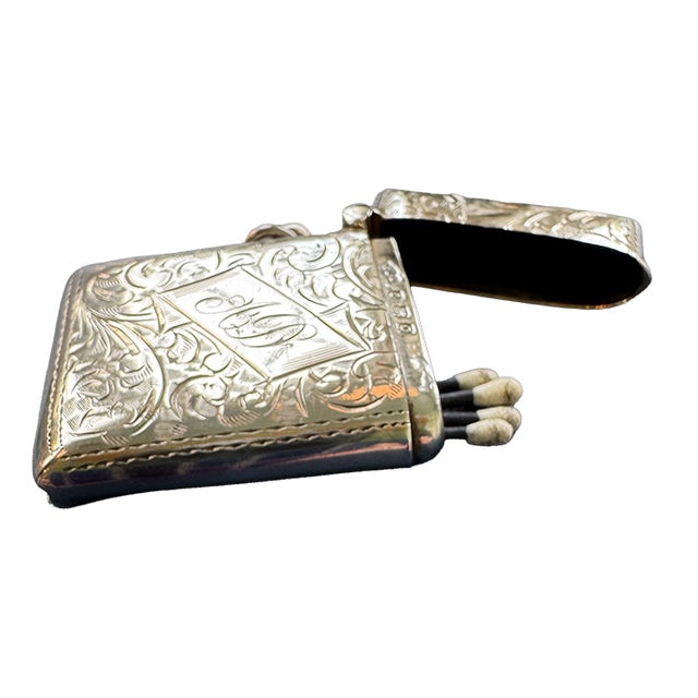 1920s Antique English Sterling Silver Vesta Match Safe by Joseph Gloster Ltd, Birmingham 1927 For Sale - Image 5 of 12
