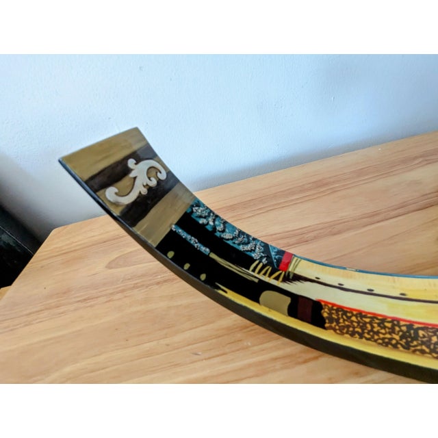 Postmodern 1990s Lacquered Wine Bottle Holder With Print Museum Art For Sale - Image 3 of 6