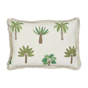Schumacher Palmetto Beach Embroidery Pillow in Green
