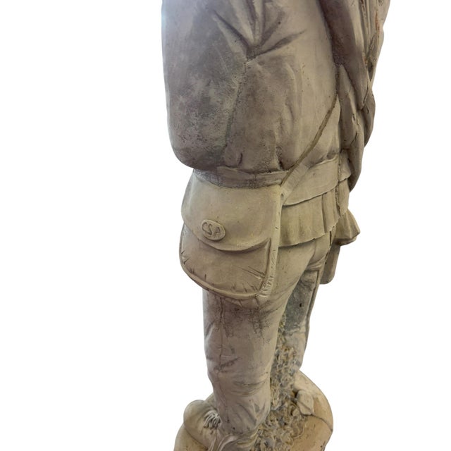 Vintage Cast Stone Civil War Soldier Garden Statue With Rifle, 44” Sculpture For Sale - Image 9 of 9