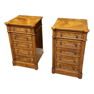 Bedside Tables in Elm, Set of 2 For Sale