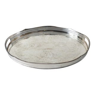 20th Century English Victorian Sheffield Silver Drinks Serving Tray Plateau With Gallery For Sale