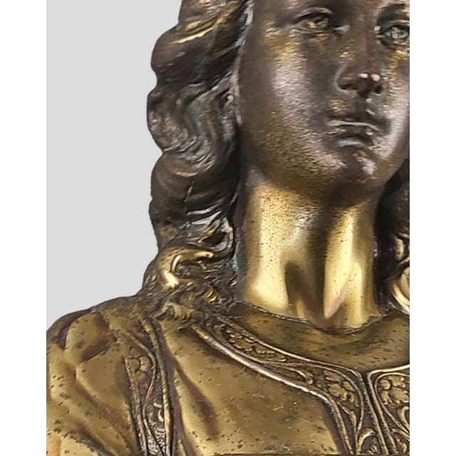 Early 20th Century Pair of Early 20th Century Bookends Gilded Clad Figural Statue Sculpture Bust Dante & Beatrice For Sale - Image 5 of 12