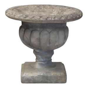 English Garden Stone Urn or Planter Pot on Square Plinth Base
