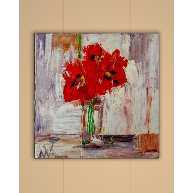 Natalia Vypritskaia, Poppies in a Glass Vase, Oil on Canvas, in New conditions. Designed from 2000 Signed by Maker