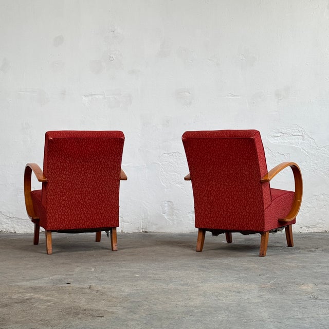 1930s Czechoslovak Art Deco H-410 Armchairs by Jindrich Halabala, 1930s, Set of 2 For Sale - Image 5 of 8