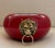 Beautiful vintage Italian ashtray in a stunning glossy candy apple red with metal lions head knockers on the sides. Signed...