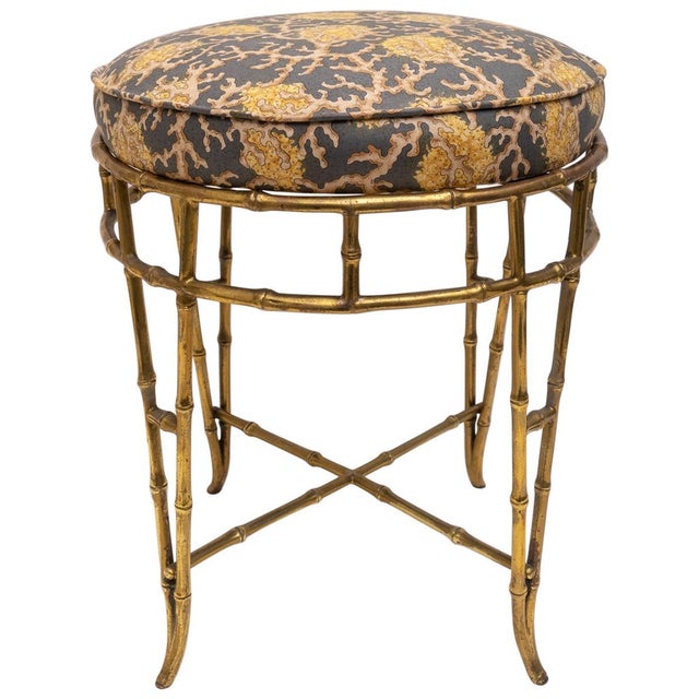 Brass Faux Bamboo Vanity Stool by Maison Baguès Chairish