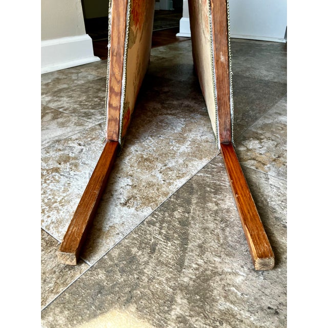 Antique Victorian Two-Panel Floral Fabric Folding Floor Screen With Finials For Sale - Image 18 of 18