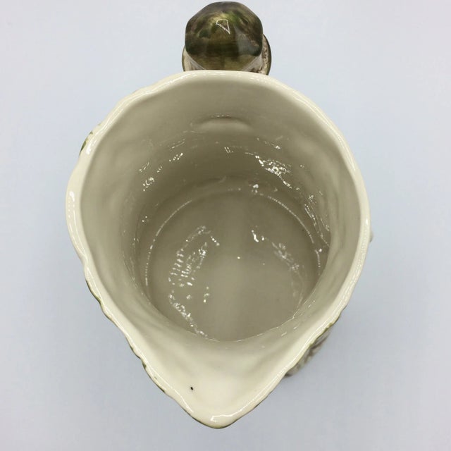 Majolica Garden Scene Jug Pitcher by Flora & Fauna Staffordshire Style England For Sale In Sacramento - Image 6 of 12