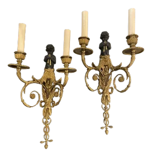 Late 19th Century French Bronze Sconces - a Pair