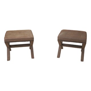 Pair Safavieh Modern X Form Upholstered Bench Stools For Sale