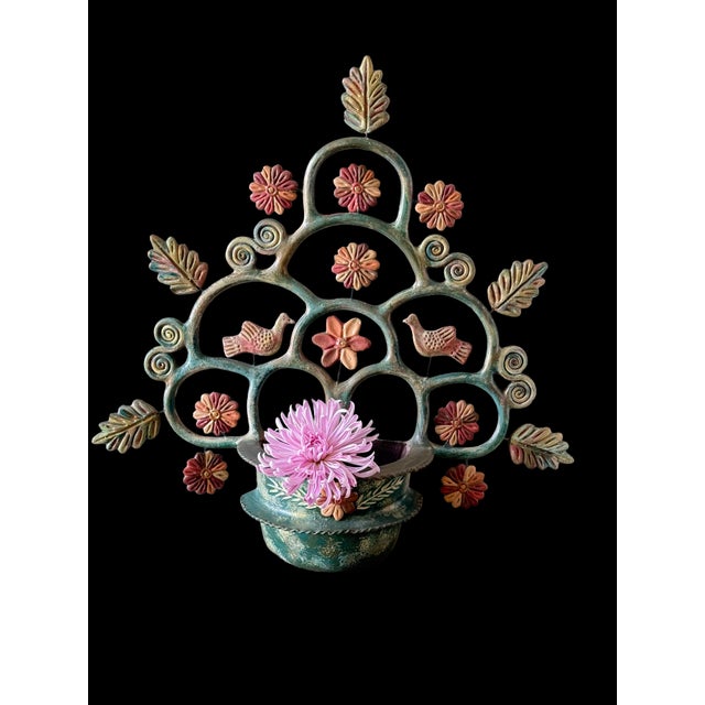 Sourced from a 1960's time capsule of a home in San Diego, this Mexican Tree of Life wall pocket is a piece of sculptural...