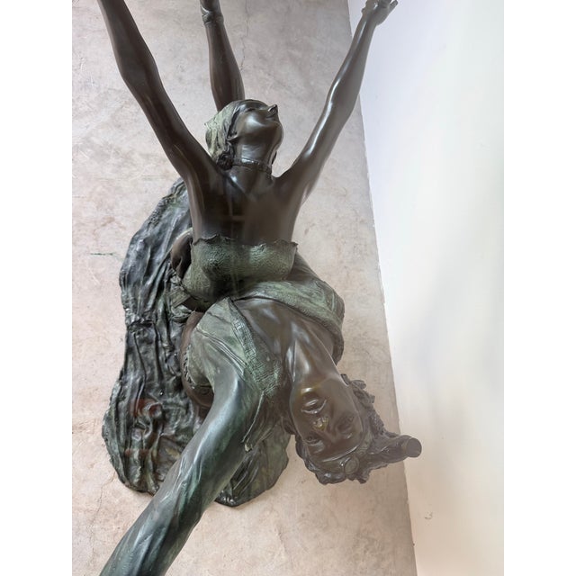 Vintage Léela Art Sculptural Bronze Ballet Dancers Dining Table Base With Beveled Glass Top For Sale - Image 13 of 13