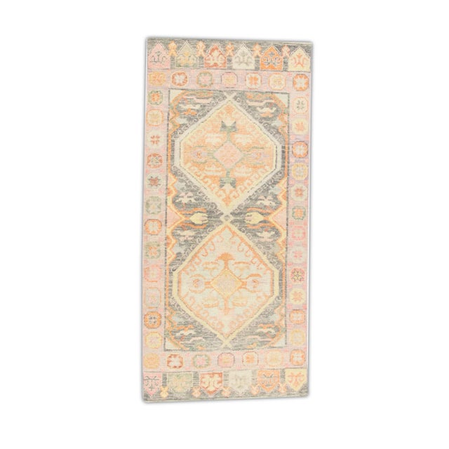 Early 21st Century Pink Multicolor Handwoven Turkish Oushak Runner 2'11" X 6'4" For Sale In Houston - Image 6 of 6