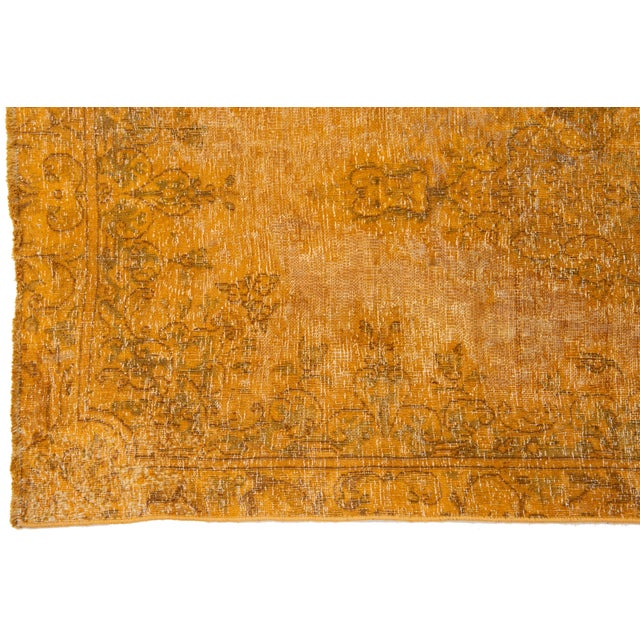 1960s 3 X 4 Orange Handmade Persian Overdyed Wool Rug With Medallion Motif For Sale - Image 5 of 8