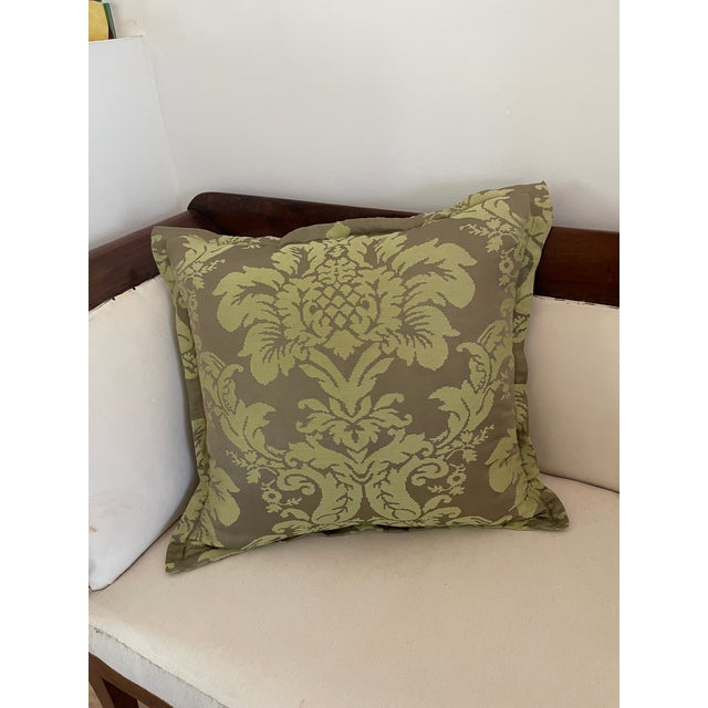 Square Damask Brocade Pillow Duck Feathers For Sale - Image 4 of 5
