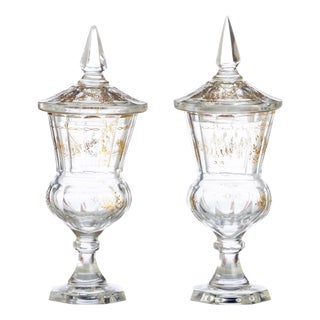 Glass and Crystal Candy Dishes, Set of 2 For Sale