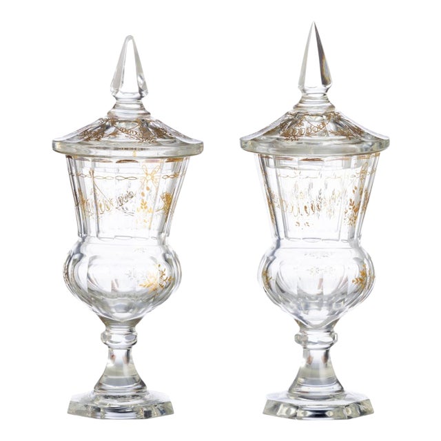 Glass and Crystal Candy Dishes, Set of 2 For Sale