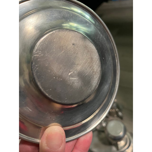 Cabin Vintage Genuine Pewter by Cabin Pewter (Stamped) Mini Pitcher & Matching Drip Plate For Sale - Image 3 of 4
