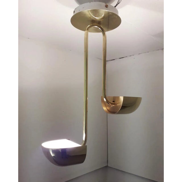 Brass Mid 20th Century Brass Flush Mount Pendant by Lumi For Sale - Image 8 of 12