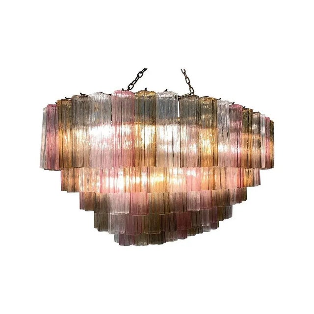 Art Deco Chandelier in Pink and Amber Murano Glass, 2000s For Sale - Image 7 of 7
