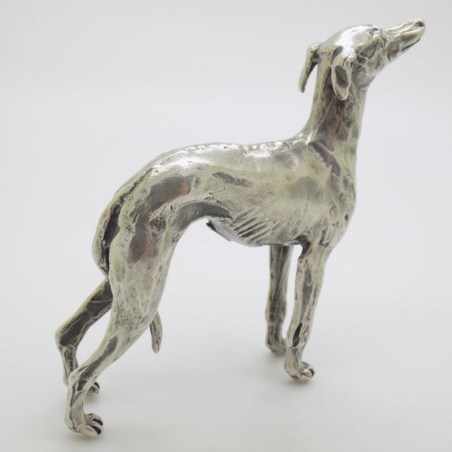 Vintage Italian Handmade Genuine Silver Large Greyhound Dog Figurine Sculpture, Made in Tuscany (Arezzo, Italy)) For Sale - Image 6 of 13