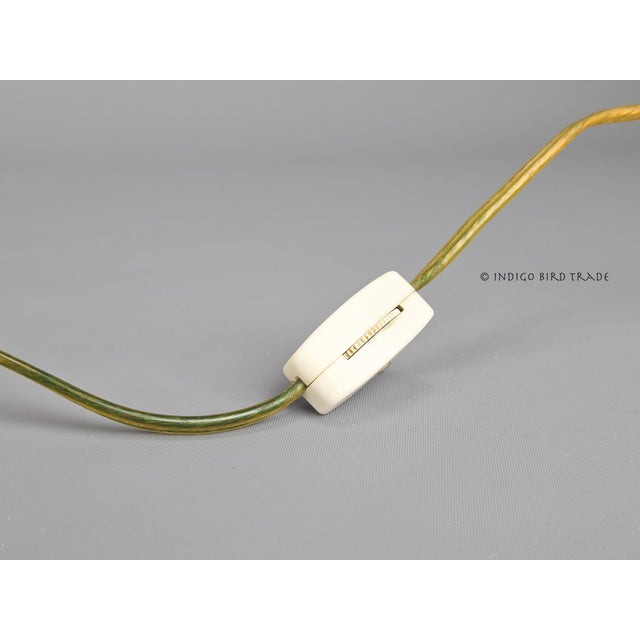 Gold Vintage Flower Shaped Gooseneck Brass and Glass Shade Table Lamp For Sale - Image 8 of 8